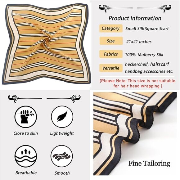 Square silk hair head scarf - Picture 5 of 5